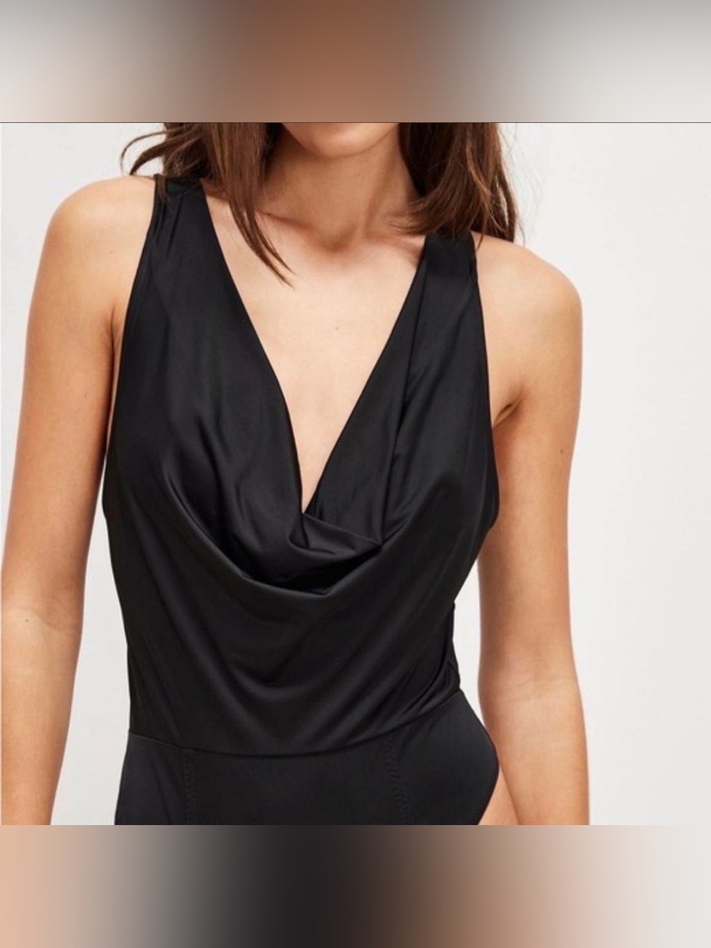 XS Intimately by Free PEOPLE black cowl neck bodysuit Closet Staple Basic